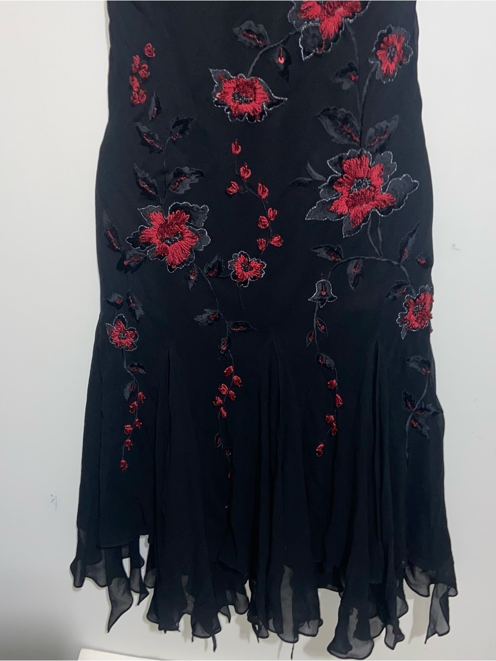 Sue Wong Nocturne Dress Sz 8 Silk Beaded Handkerchief Hem Whimsigoth Fairy Vtg - Picture 9 of 14